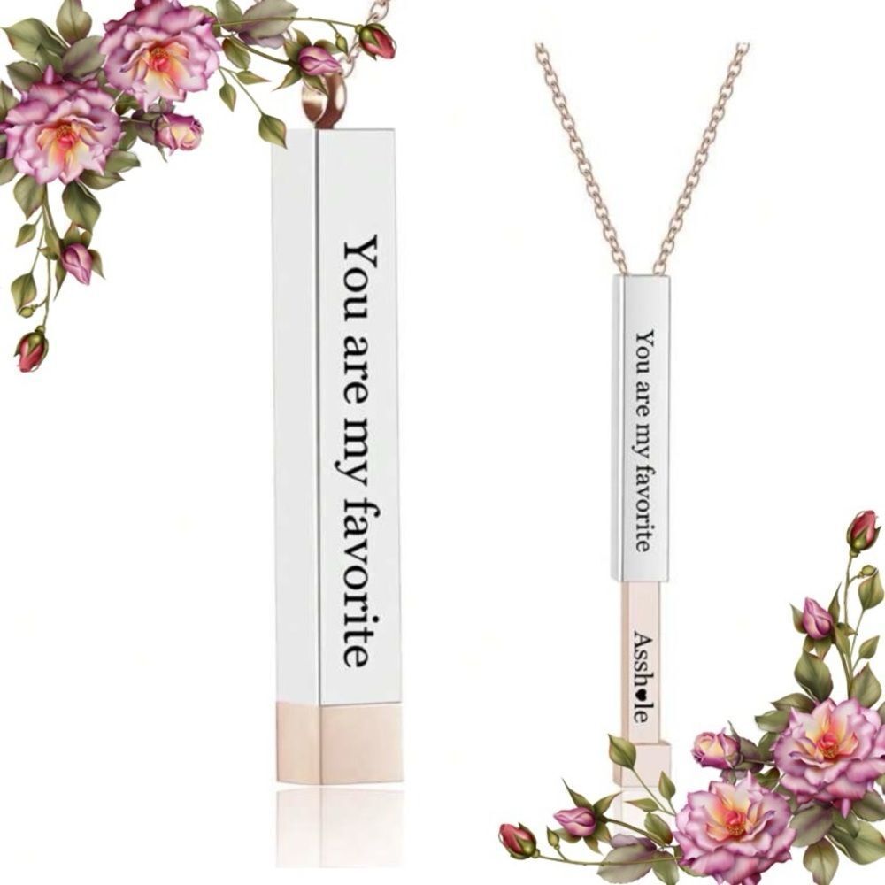 Stainless Steel Engraved 'You are my favorite ...Assh*le'  Nesting Doll Necklace